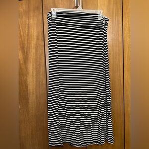 J. Crew Black and White Striped Maxi Skirt
